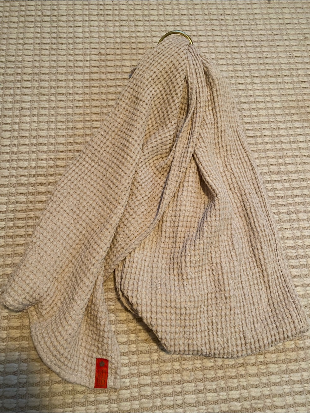 Beige Waffle Knit Sakura Bloom Ring Sling